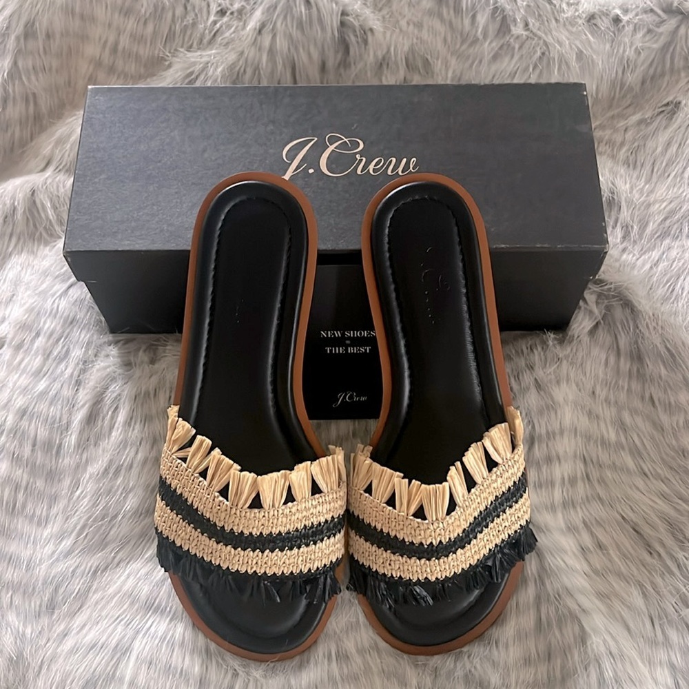 COPY - J.Crew New in Box Women’s Woven Raffia Fringe Strap Sandal Size 8 - Picture 2 of 6